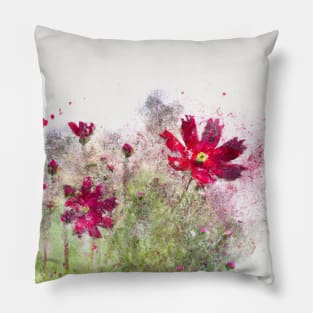 Red cosmos flowers Pillow