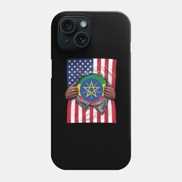 Ethiopia Flag American Flag Ripped - Gift for Ethiopian From Ethiopia Phone Case by Country Flags