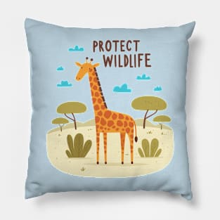 Giraffe Protect Wildlife Kids Pillow