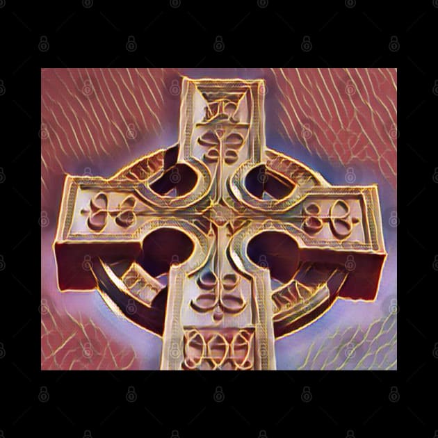 Celtic Cross Tombstone Statue - orange by Wanderer Bat