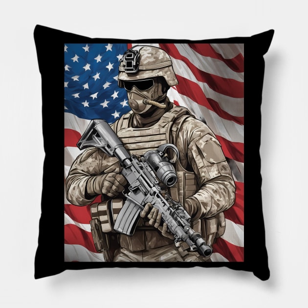 us military Pillow by animegirlnft