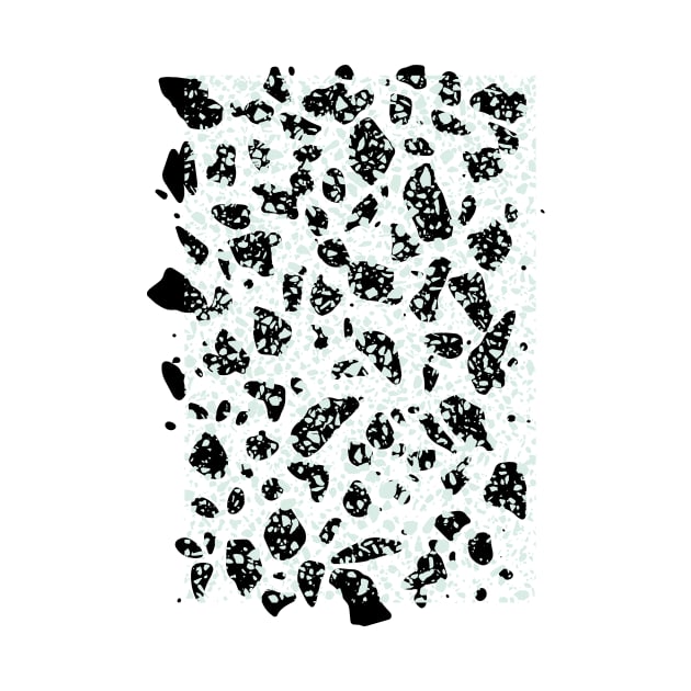 Tripple Terrazzo - Mint Green Black White Modern Speckle Pattern by fivemmPaper