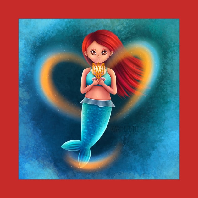 Mermaid with Ukrainian emblem by Karmellime