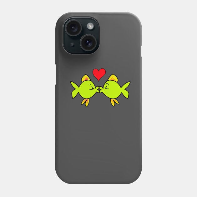 kissing fish Phone Case by wolfmanjaq