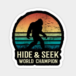 Hide and Seek World Champion Retro Vintage Bigfoot Silhouette Magnet