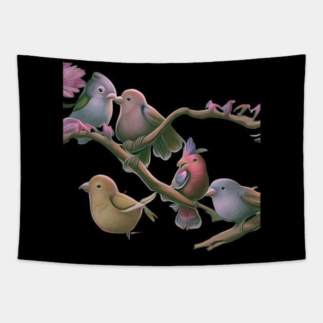 Cute Wild Birds Tapestry by clbtees