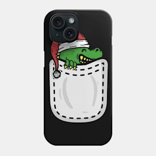 Cute dino with christmas cap inside pocket Phone Case