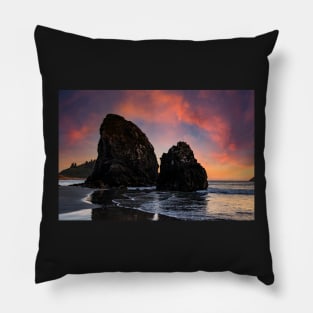 Sunset over coastal rocks Pillow