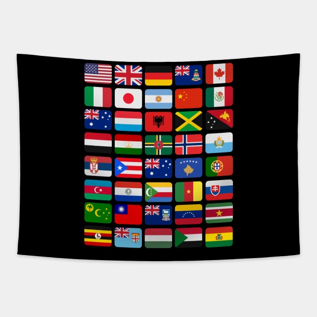 International Flags 40 World Countries Colorful Illustrations Tapestry by DetourShirts