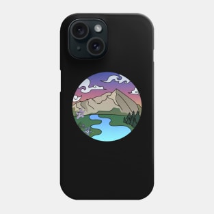 Mount Gunnison, Colorado sunset and river valley with state flower columbine and sugarbowl wildflowers Phone Case