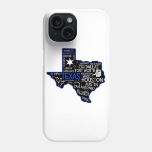 Amarillo Texas cute map Houston San Antonio Dallas Austin Fort Worth El Paso Phone Case