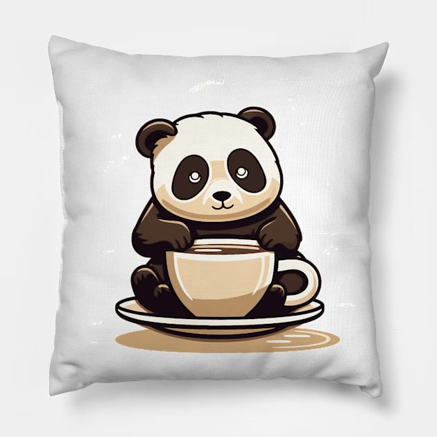 Panda Coffee: Caffeine and Cuteness Pillow by Kibo2020