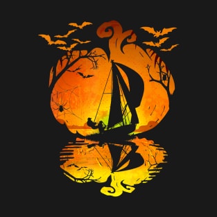 Sailboat Silhouette Pumpkin Halloween Sailing Costume T-Shirt