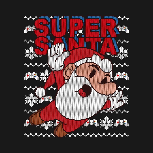 Retro Games Super Santa - knitted ugly Christmas by sweetczak