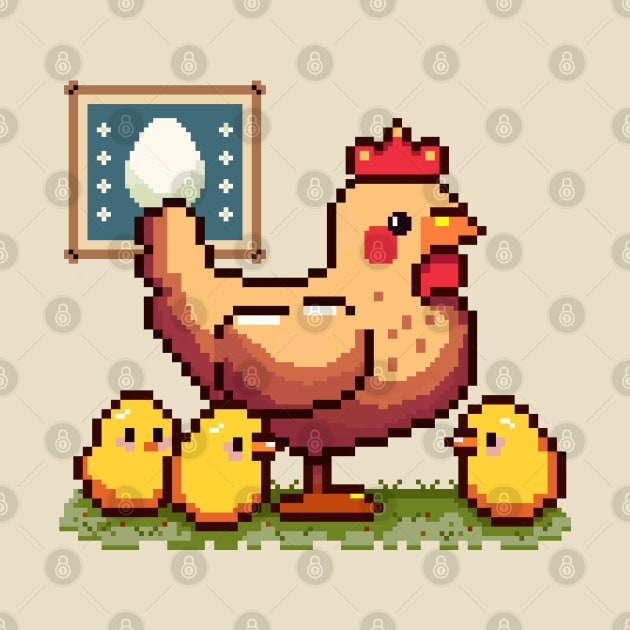 Mommy hen with chicks | Pixel art by LettyDreams