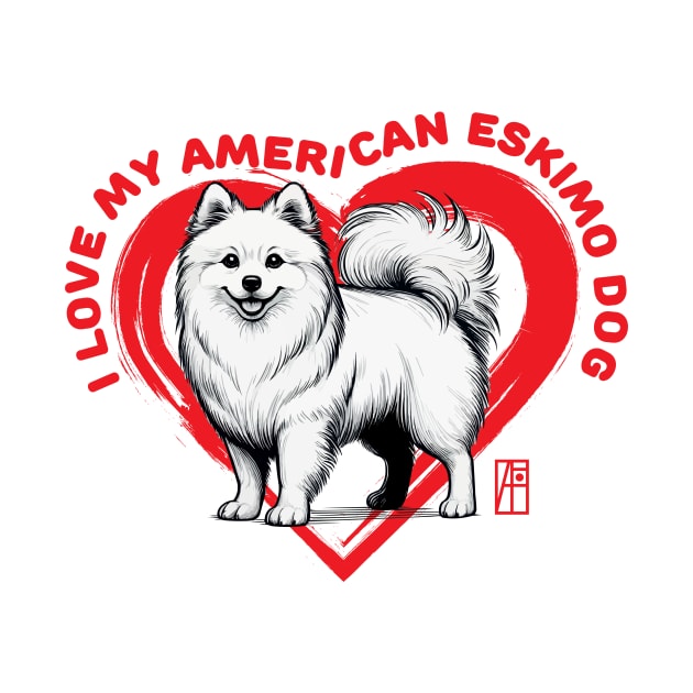 I Love My American Eskimo Dog- I Love my dog - Smart dog by ArtProjectShop