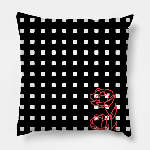 Abstract Geometric Rectangles Nature Red Rose Pillow by ElusiveIntro