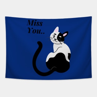 Cute White & Black Cat Tapestry