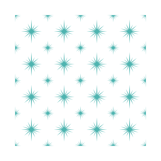 Turquoise Blue Atomic Starburst Mid Century Pattern by OrchardBerry