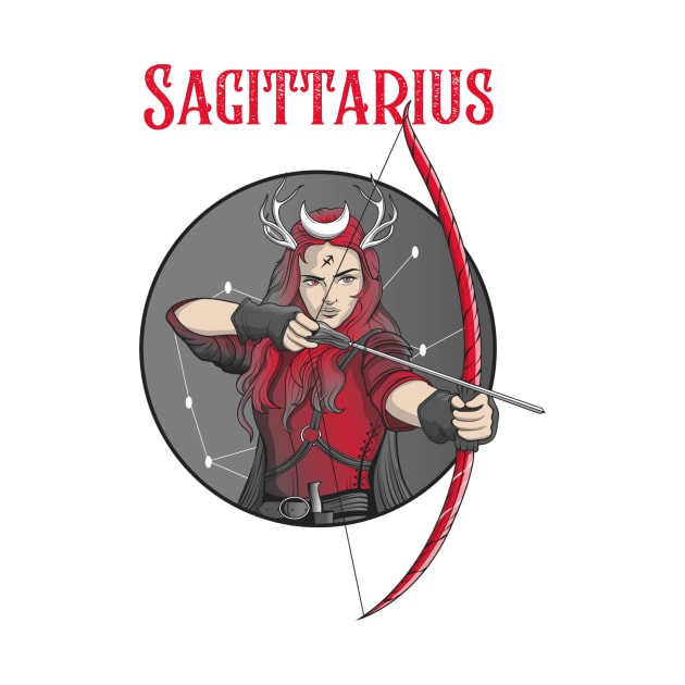 Sagittarius Zodiac Design Female by Tip Top Tee's