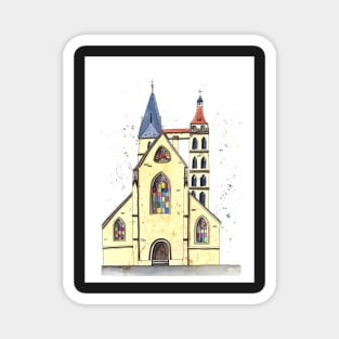 gothic church in Germany whimsical watercolor painting Magnet