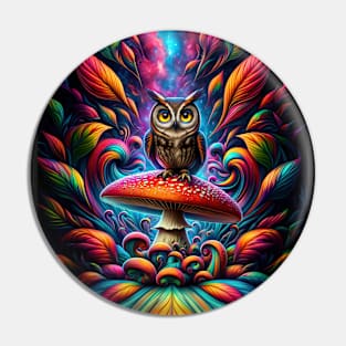 Tiny Owl On A Mushroom Pin