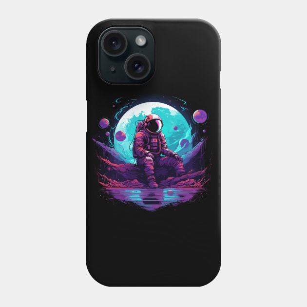 astronaut sitting on a planet Phone Case by legend