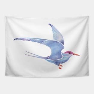 Colorful Bird - Watercolor Tern in Blue, Violet, and Orange Tapestry