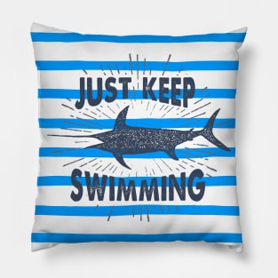 Nautical lettering: just keep swimming Pillow