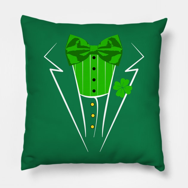 Saint Patrick's Day Irish Funny Tuxedo Costume Pub Pillow by PugSwagClothing