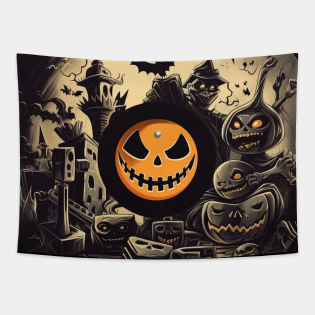 Halloween Vinyl Record Tapestry by Nightarcade