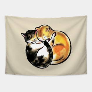 Cute cats sleeping together Tapestry