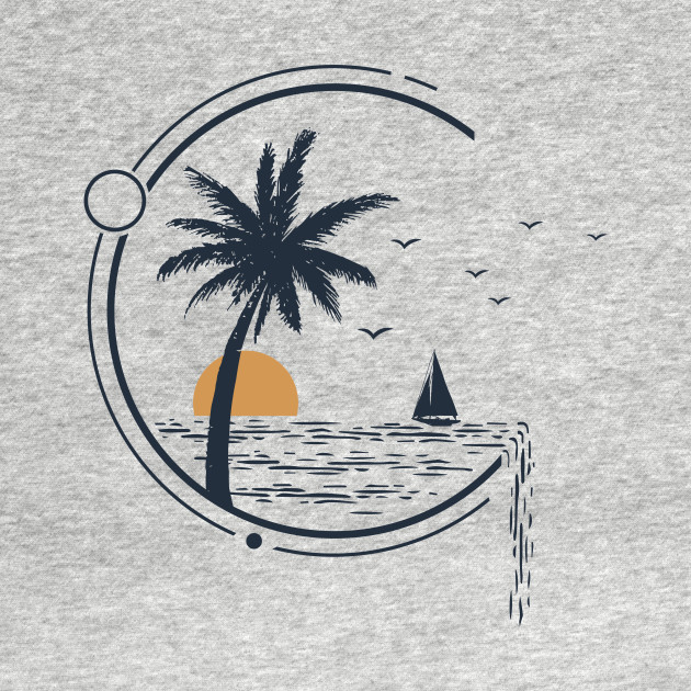 Disover Sailboat In Ocean. Summer Time. Double Exposure Style - Sailboat - T-Shirt