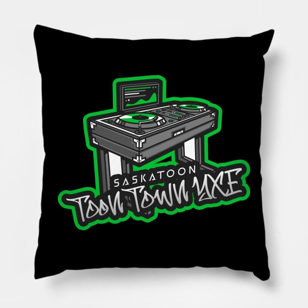 Saskatoon Toon Town YXE DJ Groove Pillow by Stooned in Stoon