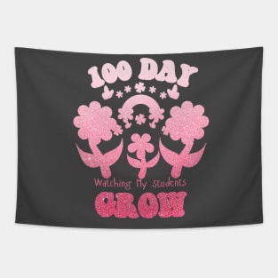 Happy 100th Day Of School,100th day of brighter, 100 days wiser, 100 days sharper, groovy retro leopard Tapestry