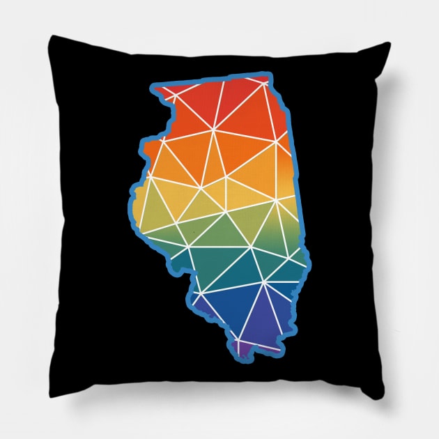 Illinois pride LGBT LGBTQ rainbow polygon Pillow by LiquidLine