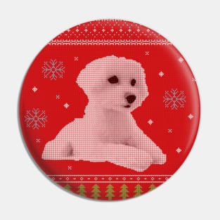 Maltipoo Ugly Christmas Sweater in Red Pin