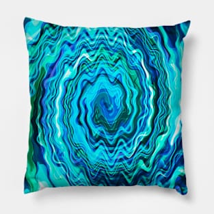 Blue And Green Groovy Swirl Abstract Art Pillow