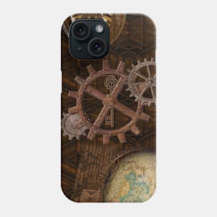 Steampunk Gears on Coppery-look Geometric Design Phone Case