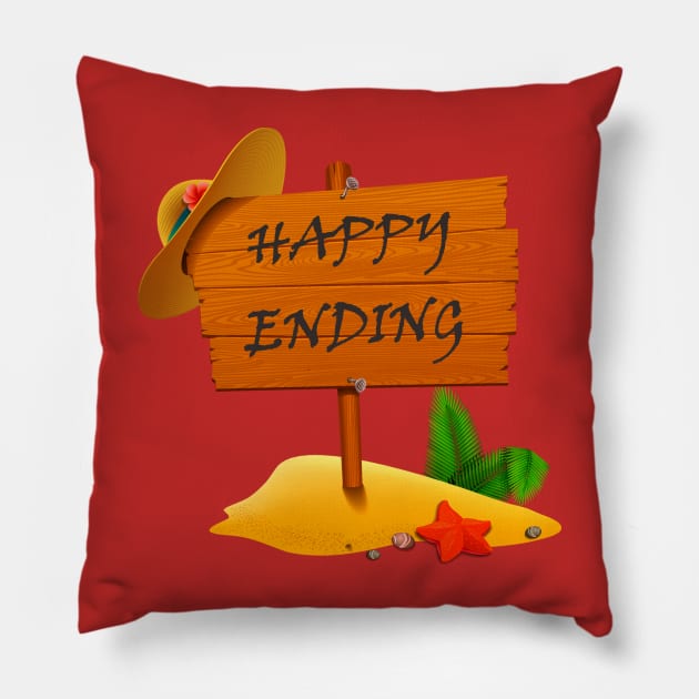 HAPPY ENDING Pillow by Hagugu Official