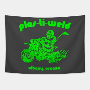 Plas-Ti-Weld logo in Kawasaki green Tapestry