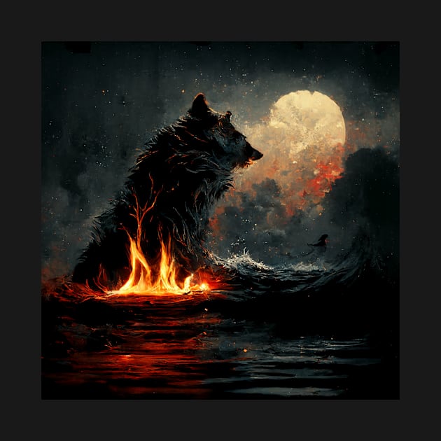 Wolf in Fire by DarkAgeArt