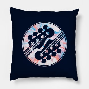 Bass Guitar Headstock Circle Texture Dark Theme Pillow