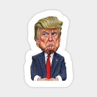 Cartoon of Donald Trump Pouting Magnet