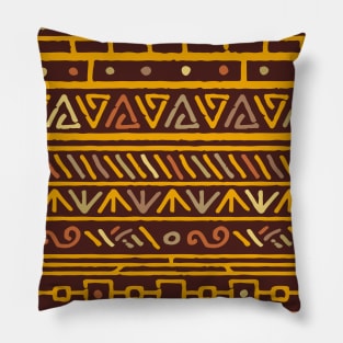 Orange brown Aztec Pattern Indian Mexican Tribal Pillow