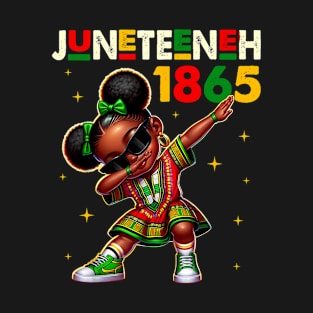 Juneteenth Dabbing Black Girls Queen Melanin Brown Skin Dab T-Shirt