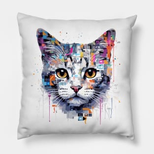 Cat Pet World Animal Lover Furry Friend Abstract Pillow
