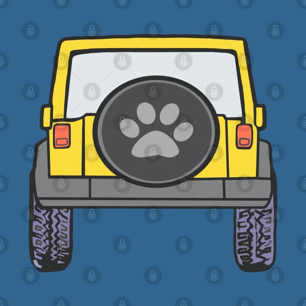 Yellow Wrangler 4x4 with Paw Print Cover by Trent Tides