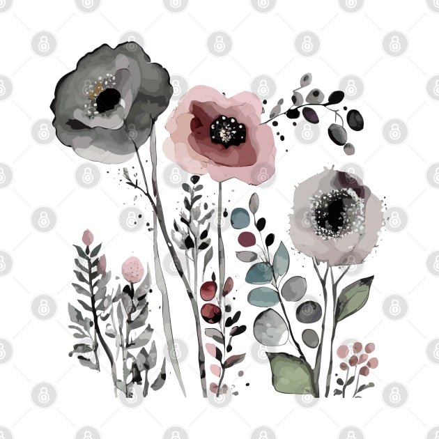 Watercolor pressed flowers by Nyih