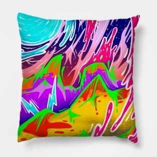 Psychedelic Space Landscape Pillow